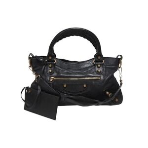 BALENCIAGA Giant First Bag Leather Black